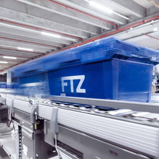 Moving tote at FTZ warehouse